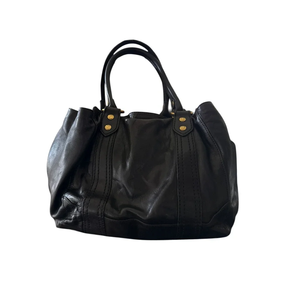 FRYE Melissa Leather Tote‎ Black Shoulder Bag Women's Medium Size